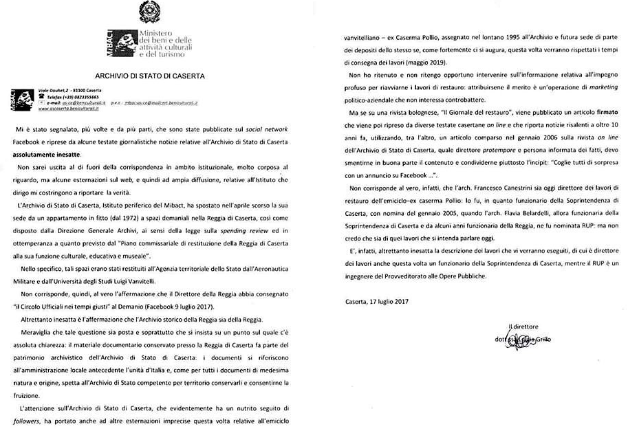 lettera archivio di stato ARCHIVIO DI STATO GATE, MAURO FELICORI OFFENDE PAOLA BROCCOLI