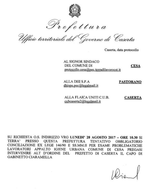 %name QUESTIONE LAVORATORI DHI   PREFETTO CONVOCA SINDACO GUIDA, M5S CESA: “FINALMENTE SI FA CHIAREZZA”