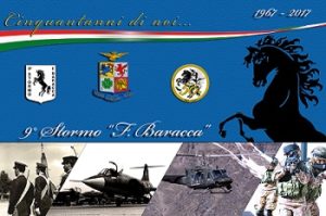 cartolina 50ennale 300x199 50° DELLA COSTITUZIONE DEL 9° STORMO DI GRAZZANISE: CAMBIO DEL DRAPPO DELLA BANDIERA DI GUERRA