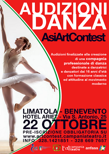 locandina AsiArtContest ASIARTCONTEST, NUOVO PROGETTO PROFESSIONALE PER GIOVANI DANZATORI CAMPANI