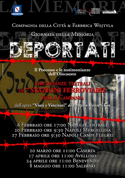 Locandina Deportati 2018 SHOAH: LO SPETTCOLO DEPORTATI ALLA STAZIONE DI NAPOLI