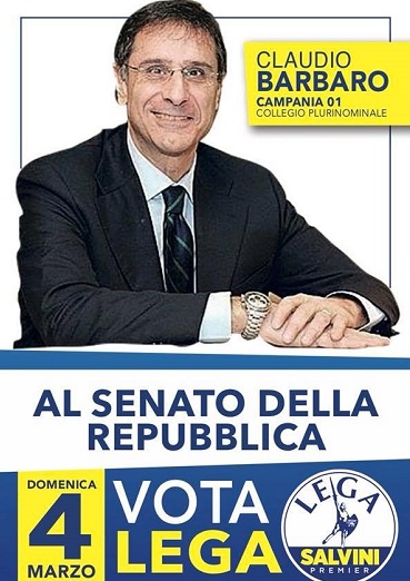 claudio barbaro senato CLAUDIO BARBARO, CAPOLISTA AL SENATO PER LA LEGA, APRE GIOVEDÌ LA CAMPAGNA ELETTORALE A CASERTA