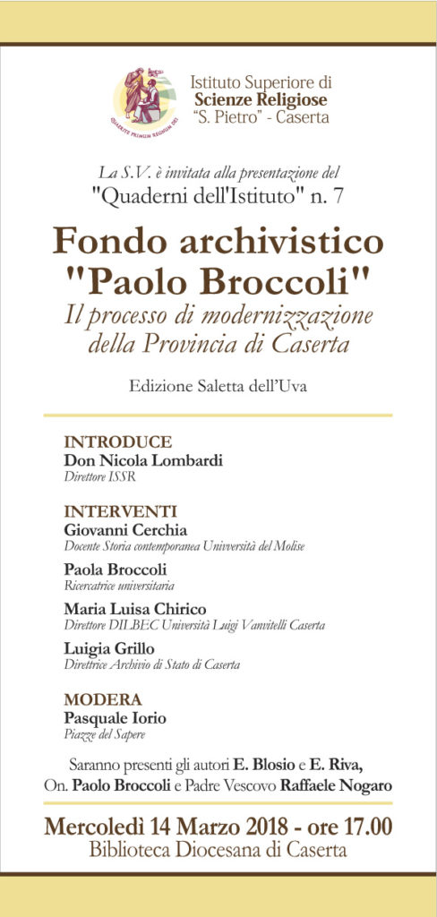 invito broccoli quaderno 488x1024 BIBLIOTECA DIOCESANA: IL FONDO ARCHIVISTICO DI PAOLO BROCCOLI MERCOLEDÌ 14 MARZO