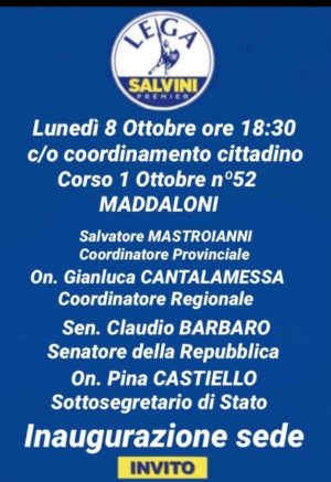 IMG 20180930 WA0004 e1538302492171 AVERSA E MADDALONI   INAUGURAZIONI SEDI LEGA, MASTROIANNI: “PASSO IN AVANTI NELLA COSTRUZIONE DEL PARTITO DEL TERRITORIO”