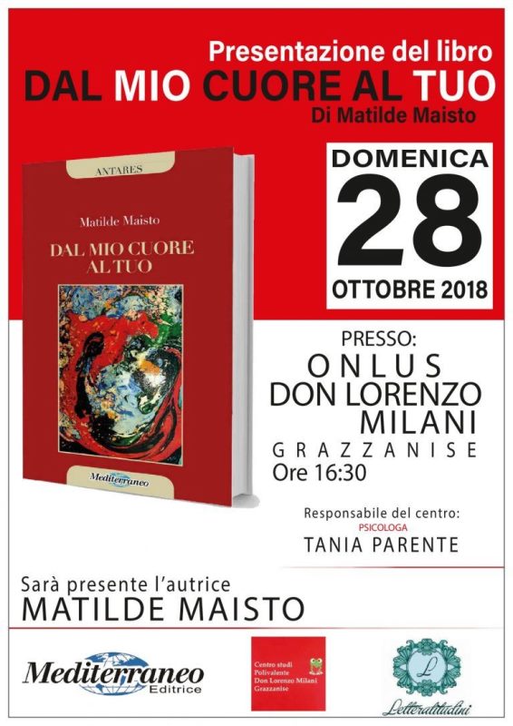 1 5 GRAZZANISE, “DAL MIO CUORE AL TUO”: IL LIBRO DI MATILDE MAISTO ALLA ONLUS DON LORENZO MILANI