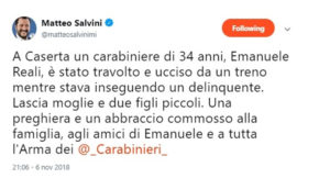 %name CASERTA PIANGE IL CARABINIERE SCOMPARSO TRAGICAMENTE. ADDIO EMANUELE!