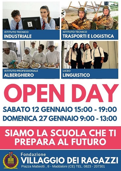 %name “OPEN DAYS” ALLE SCUOLE DEL VILLAGGIO DEI RAGAZZI