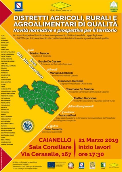 Caianello 210319 manifesto web DISTRETTI RURALI E AGROALIMENTARI DI QUALITÀ: INCONTRO CON IL GAL PER COGLIERE LOPPORTUNITÀ