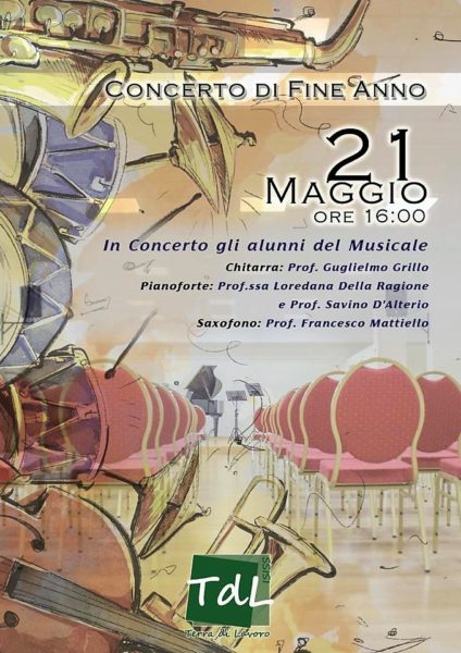 Locandina evento fine anno ISTITUTO TERRA DI LAVORO, LICEO MUSICALE: DOMANI IL CONCERTO DI FINE ANNO