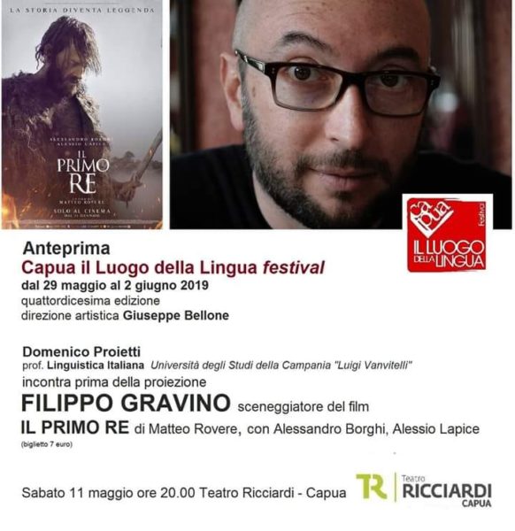 locandina evento 11 maggio 2019 AL RICCIARDI L’ANTEPRIMA DI CAPUA IL LUOGO DELLA LINGUA FESTIVAL