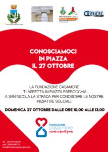 locandina casamore 214x300 CASAMORE ORGANIZZA CONOSCIAMOCI IN PIAZZA A SAN NICOLA LA STRADA