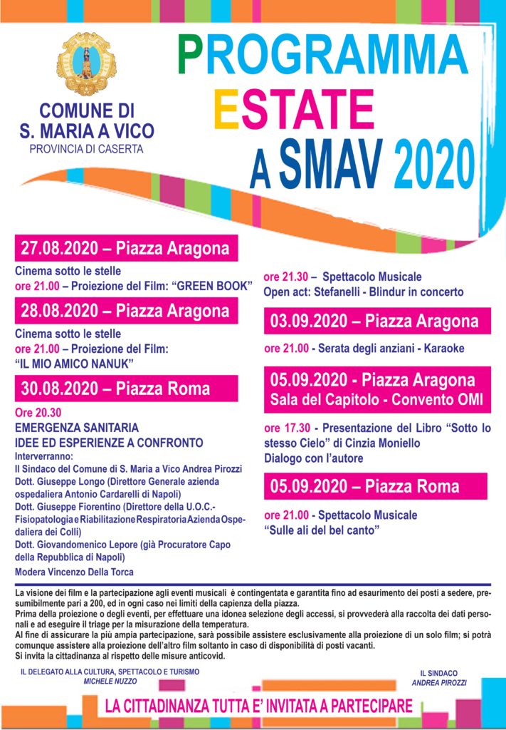 Manifesto 70x100  page 0001 711x1024 PROSSIMAMENTE NELLE PIAZZE DI SANTA MARIA A VICO “ESTATE A SMAV”