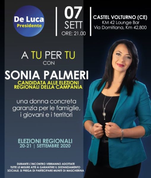 Sonia Palmeri scaled CASTEL VOLTURNO: LAVORO, IMPRENDITORIA, SANITÀ I TEMI AFFRONTATI DA SONIA PALMERI (DE LUCA PRESIDENTE)