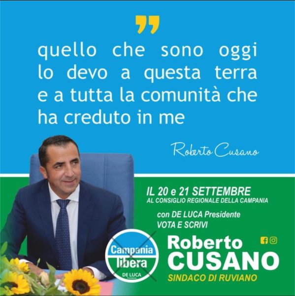 %name ROBERTO CUSANO (CAMPANIA LIBERA) SALUTA GLI ELETTORI SE VINCO AVREMO VINTO TUTTI