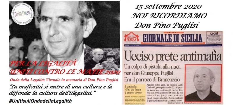 locandina Don Pino Puglisi 2020 scaled DON PINO PUGLISI, A 27 ANNI DALLOMICIDIO UNINIZIATIVA NAZIONALE E IL RICORDO DEL CNDDU