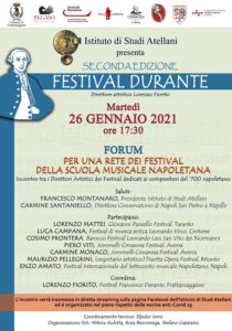 Manifesto Forum 210x300 FESTIVAL DURANTE, INCONTRO SULLA SCUOLA MUSICALE NAPOLETANA IL 26 GENNAIO