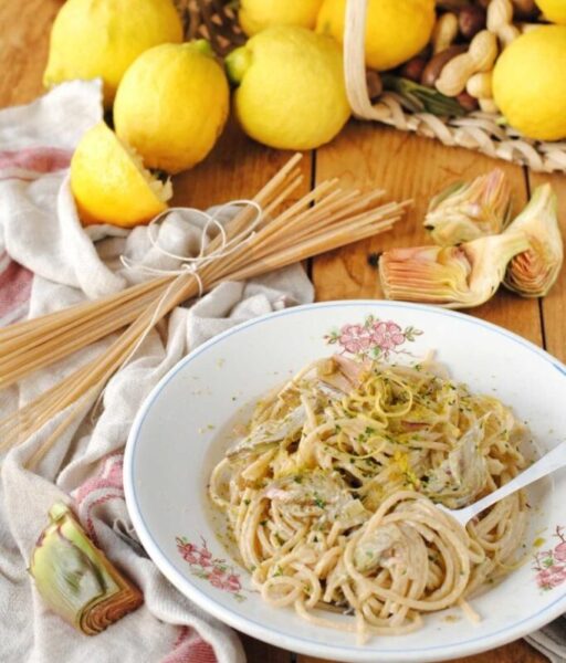 spaghetti carciofi e limone scaled SPAGHETTI CON CARCIOFI E LIMONE