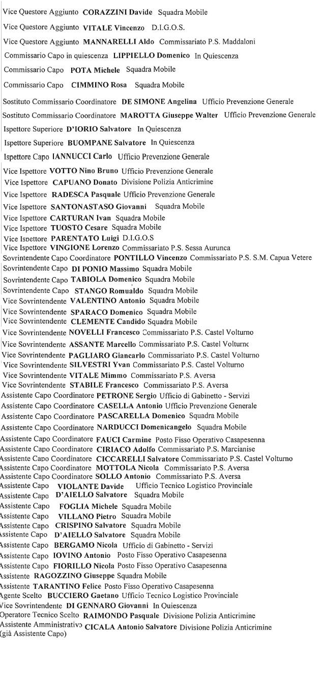 56 premiati 1 1 FESTA DELLA POLIZIA, 56 PREMIATI PER MERITI STRAORDINARI E COMPORTAMENTO LODEVOLE