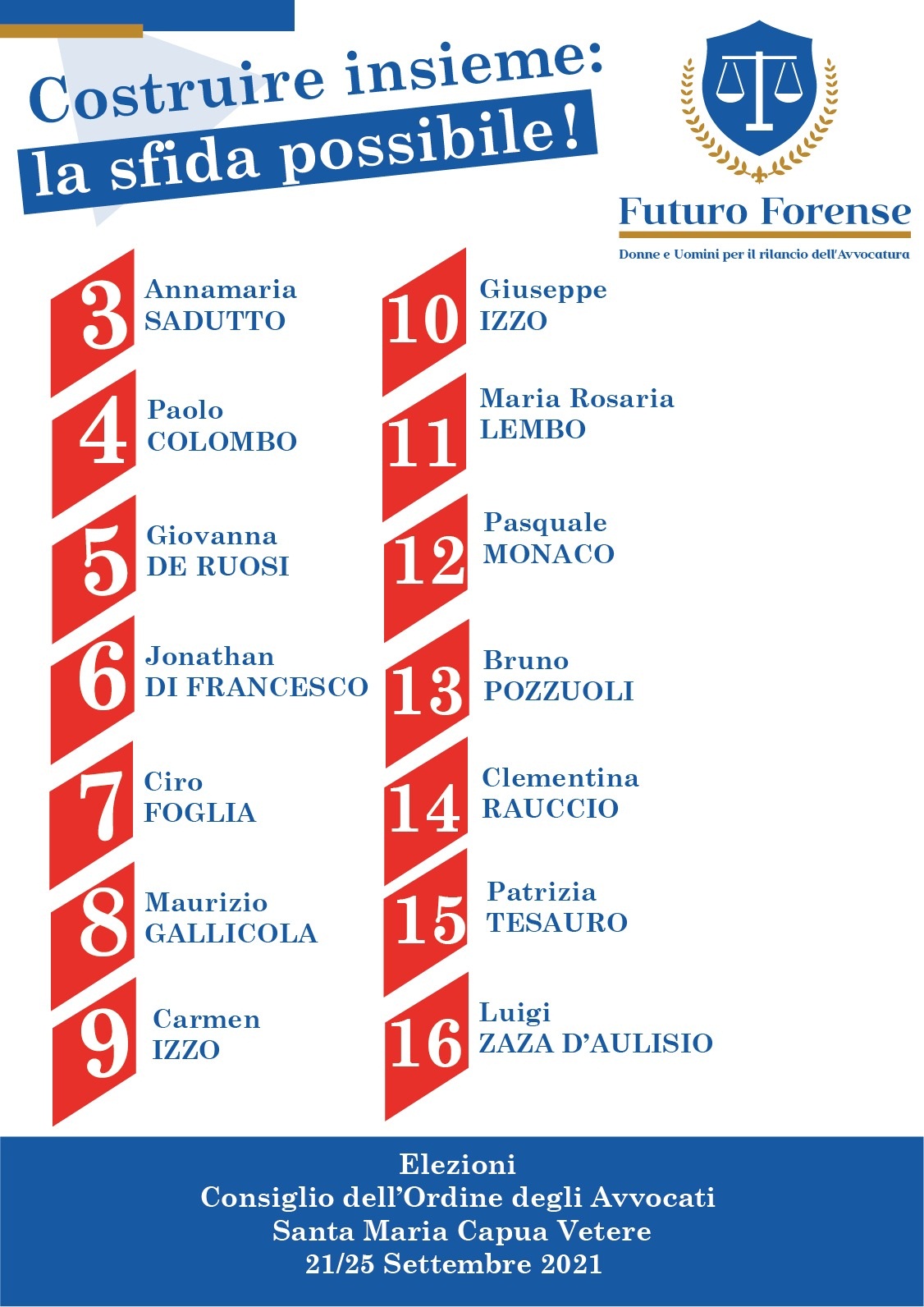 lista futuro forense ELEZIONI OdA SMCV, LA LISTA FUTURO FORENSE CON CAPOLISTA SADUTTO PRESENTA I SUOI PRIMI TRE PUNTI PROGRAMMATICI