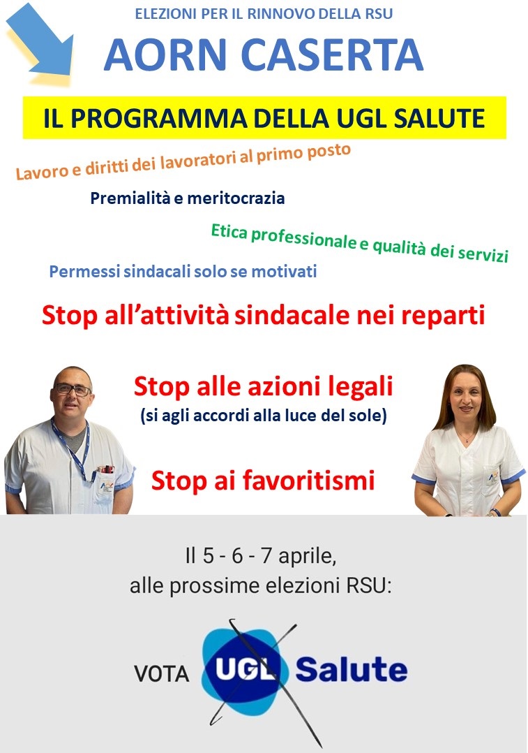 Aorn ELEZIONI RSU AORN CASERTA, IL PROGRAMMA DELLA UGL