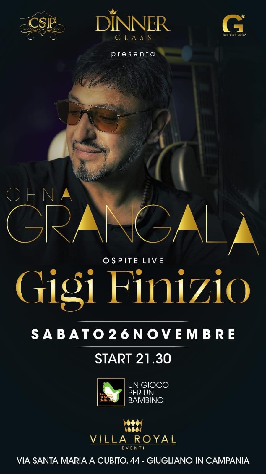 finizio locandina A GIUGLIANO GRAN GALA DI BENEFICENZA: FINIZIO IN CONCERTO A VILLA ROYAL PER I BAMBINI DELLA “CASA DI TONIA”