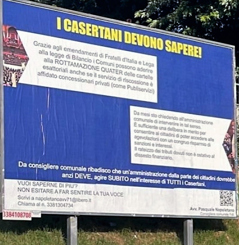 %name IL COMUNE DI CASERTA DICE SÌ ALLA ROTTAMAZIONE QUATER DELLE CARTELLE ESATTORIALI: SODDISFATTO NAPOLETANO