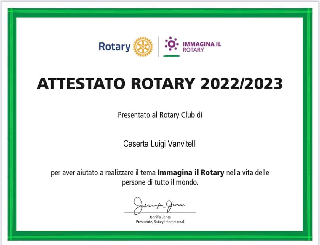 riconoscimento rotary  RICONOSCIMENTO INTERNAZIONALE AL ROTARY CLUB CASERTA LUIGI VANVITELLI