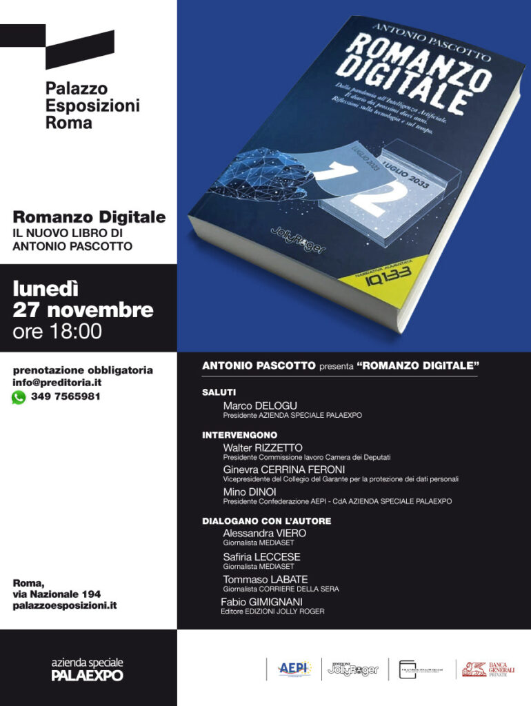 %name Rivoluzione digitale: presentazione del nuovo libro di Antonio Pascotto Romanzo Digitale il 27 novembre a Roma