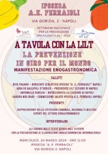 LOCANDINA LILT FERRAIOLI EVENTO 20 MARZO 212x300 A TAVOLA CON LA LILT, APPUNTAMENTO ALLA SEDE DI NAPOLI