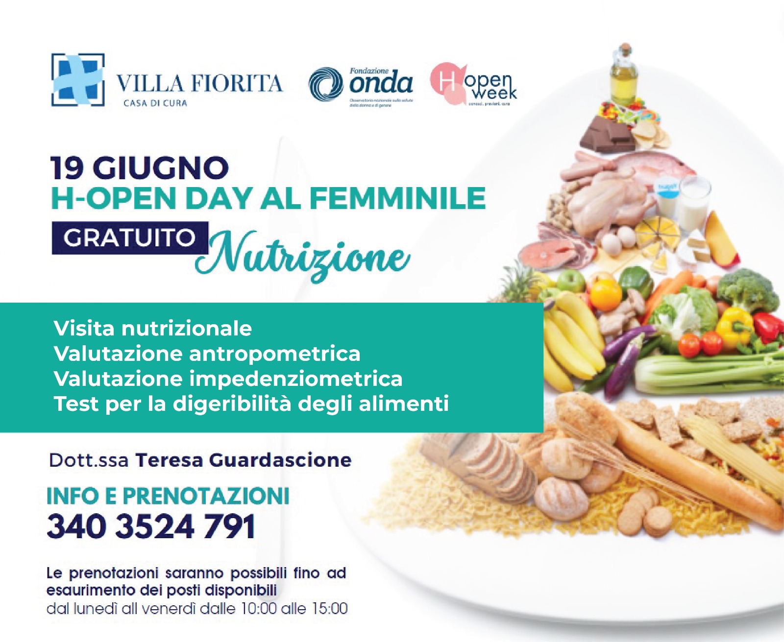 banner open day gratuito nutrizione 19.06.2024 clinica villa fiorita capua  NUTRIZIONE DELLE DONNE, OPEN DAY GRATUITO  A CAPUA