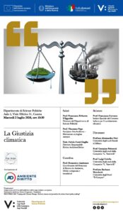 locandina convegno La Giustizia Climatica 02.07.2024 174x300 LA GIUSTIZIA CLIMATICA, CONVEGNO ALLUNIVERSITA VANVITELLI