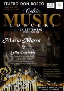 POSTER GRANDE 212x300 TEATRO DON BOSCO, APERTURA STAGIONALE IL 14 SETTEMBRE CON IL CELTIC MUSIC CONCERT