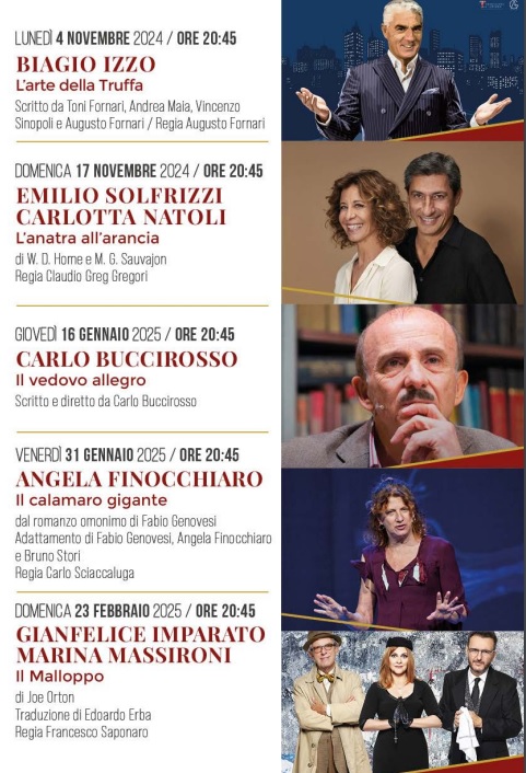 1 2 BENEVENTO, AL TEATRO COMUNALE VITTORIO EMMANUELE INIZIA LA STAGIONE TEATRALE INVERNALE 2024 25: ECCO IL PROGRAMMA