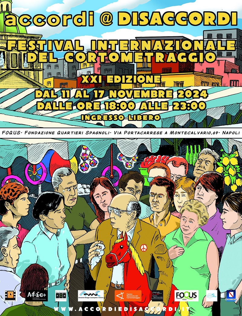 Locandina di accordi @ DISACCORDI 21a edizione A NAPOLI TUTTO E PRONTO PER LA 21a EDIZIONE DI ACCORDI@DISACCORDI – FESTIVAL INTERNAZIONALE DEL CORTOMETRAGGIO