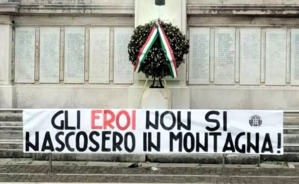 striscione MARCIANISE, LA REAZIONE DELLA CGIL CASERTA ALLO STRISCIONE CONTRO I PARTIGIANI TROVATO IL 4 NOVENBRE